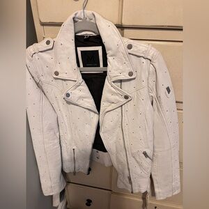 Mauritius leather jacket with small silver studs